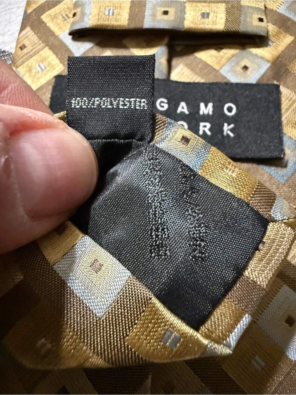 Men's Gold Geometric Tie - Unbranded